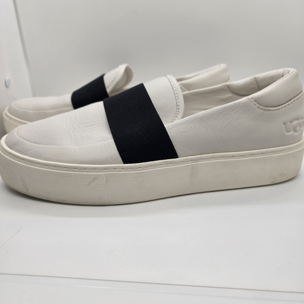 Ugg Shoes Women's 9 Chayze White Leather & Black Loafer Sneaker Y2k Chunky - Picture 3 of 14